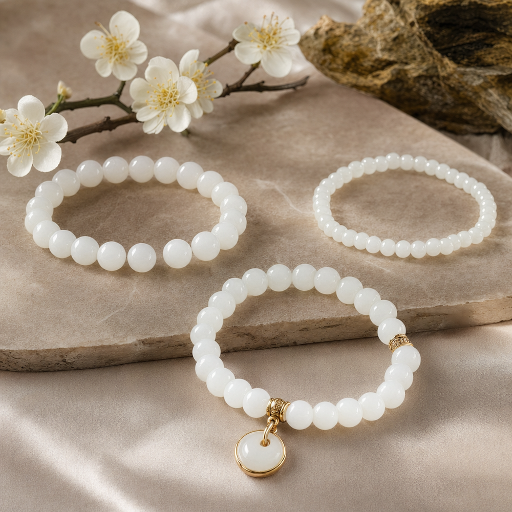 Featured image for White Jade Bracelets Comparison: Single-Strand, Stretch, and Charm Styles