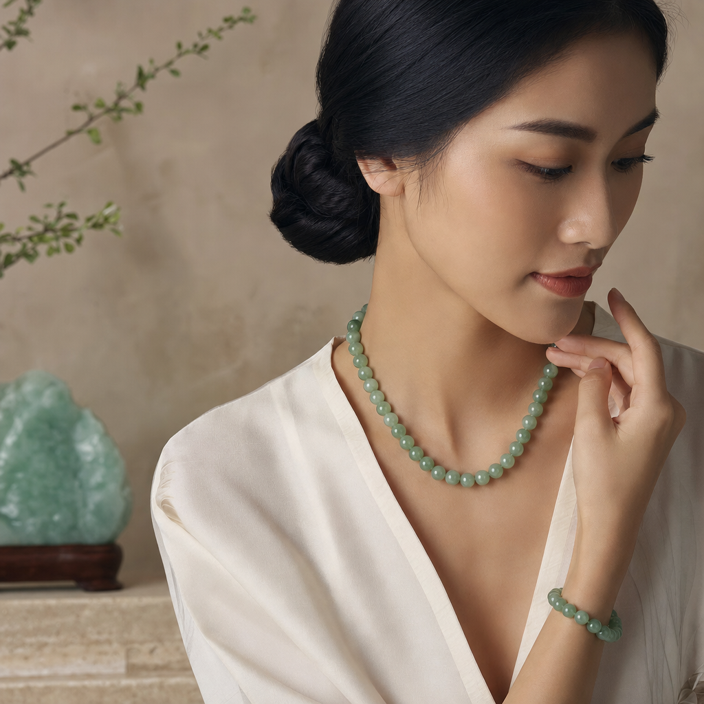 Featured image for Gold and Jade Necklace Color Guide: How to Choose the Most Flattering Jadeite Shade