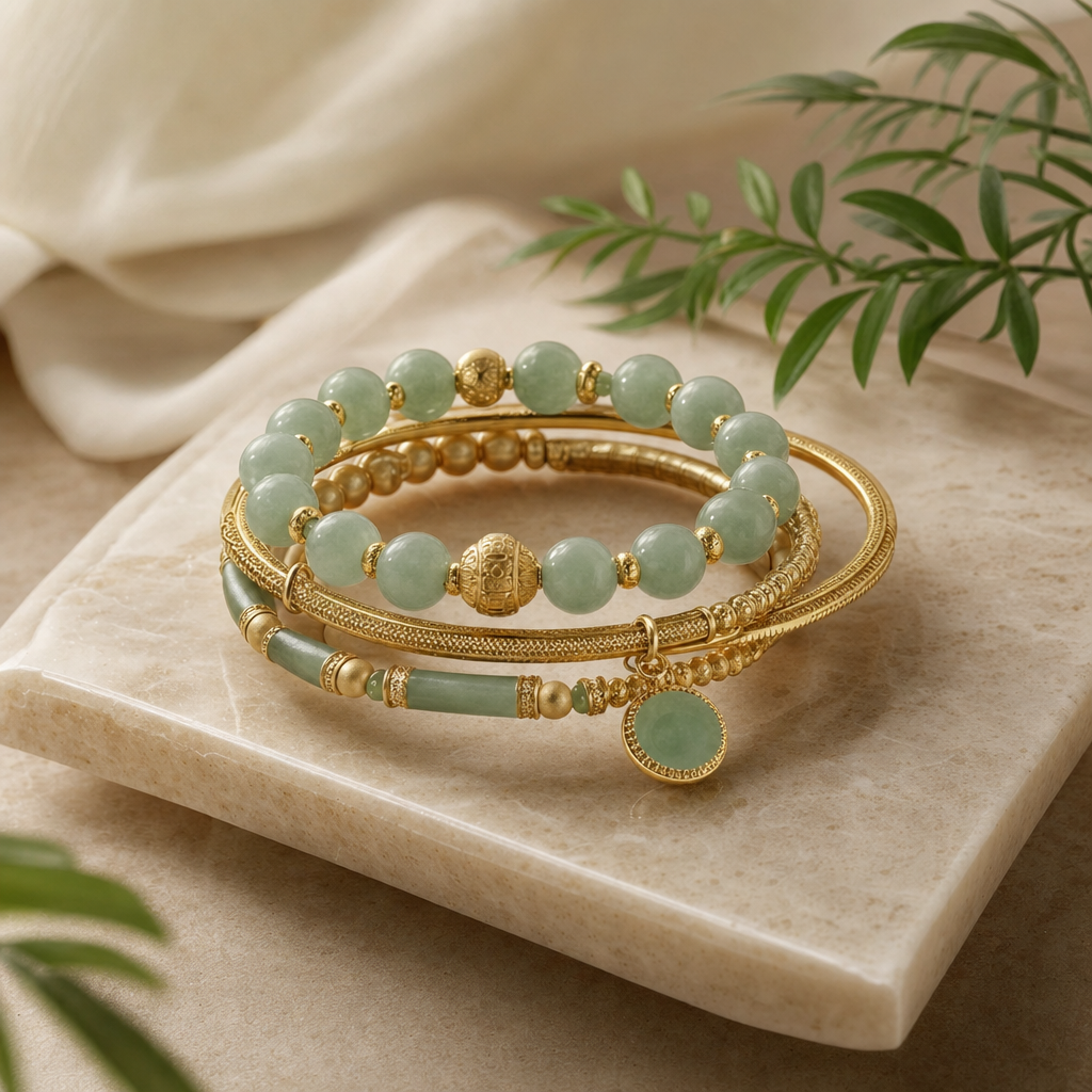 Featured image for Jade and Gold Bracelets: 12 Ready-to-Wear Stacking Combos by Style