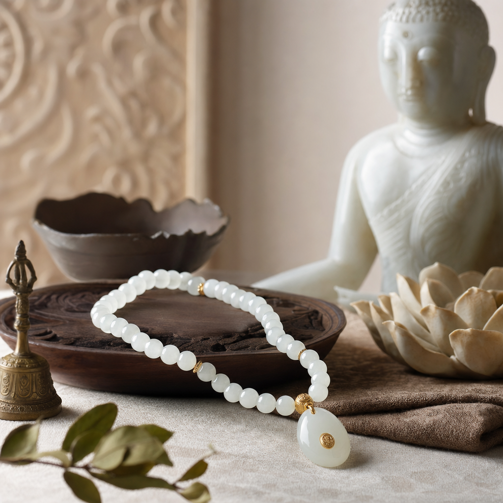 Featured image for White Jade Gemstone Meaning in Buddhism and Meditation