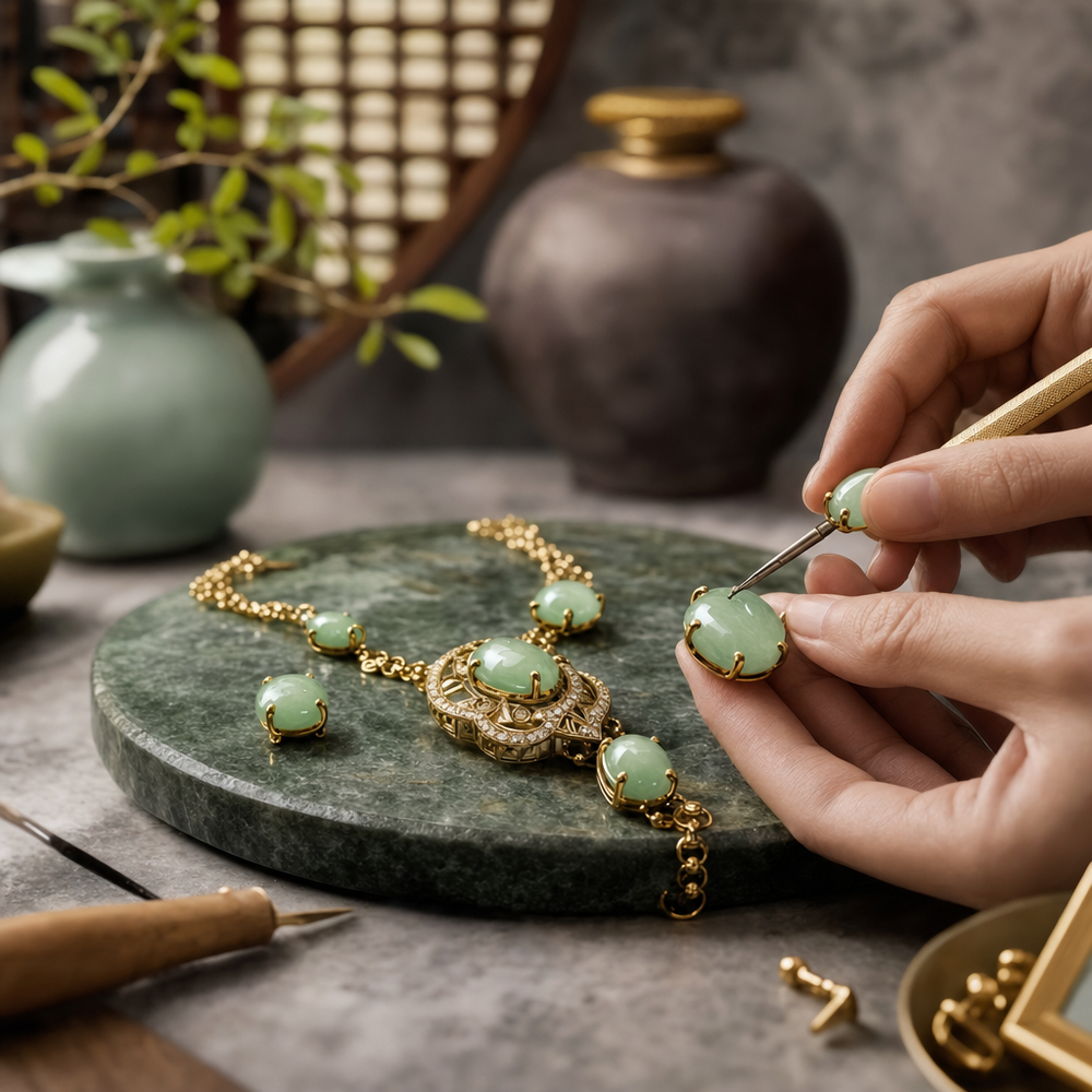 Featured image for Gold and Jade Jewellery Repair Guide: When to Re-Glue Loose Cabochons and Refinish Worn Prongs