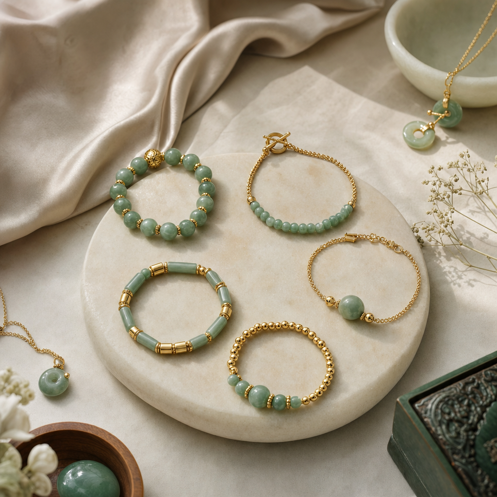 Featured image for How to Build a Cohesive Jade and Gold Bracelet Wardrobe: 6 Wear-Patterns