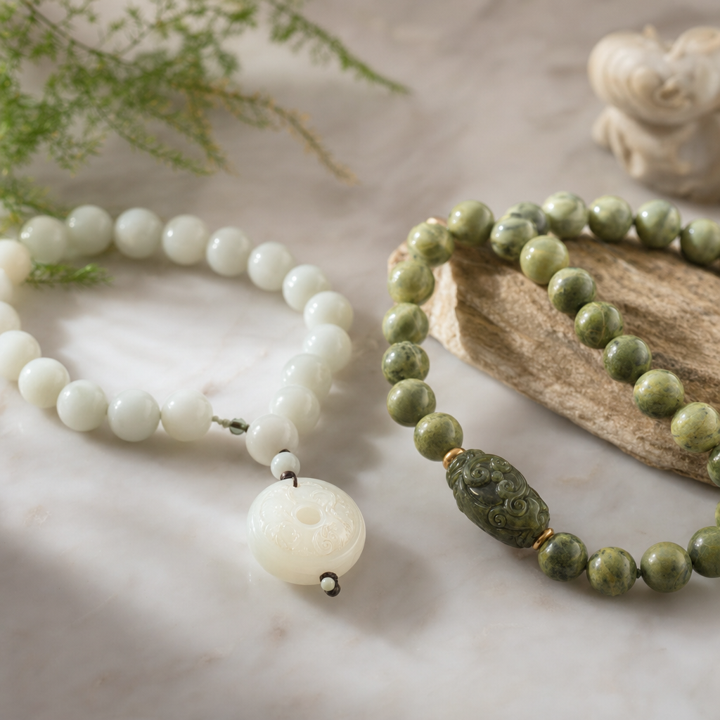 Featured image for White Jadeite vs Serpentine: Meaning, Durability, and Care