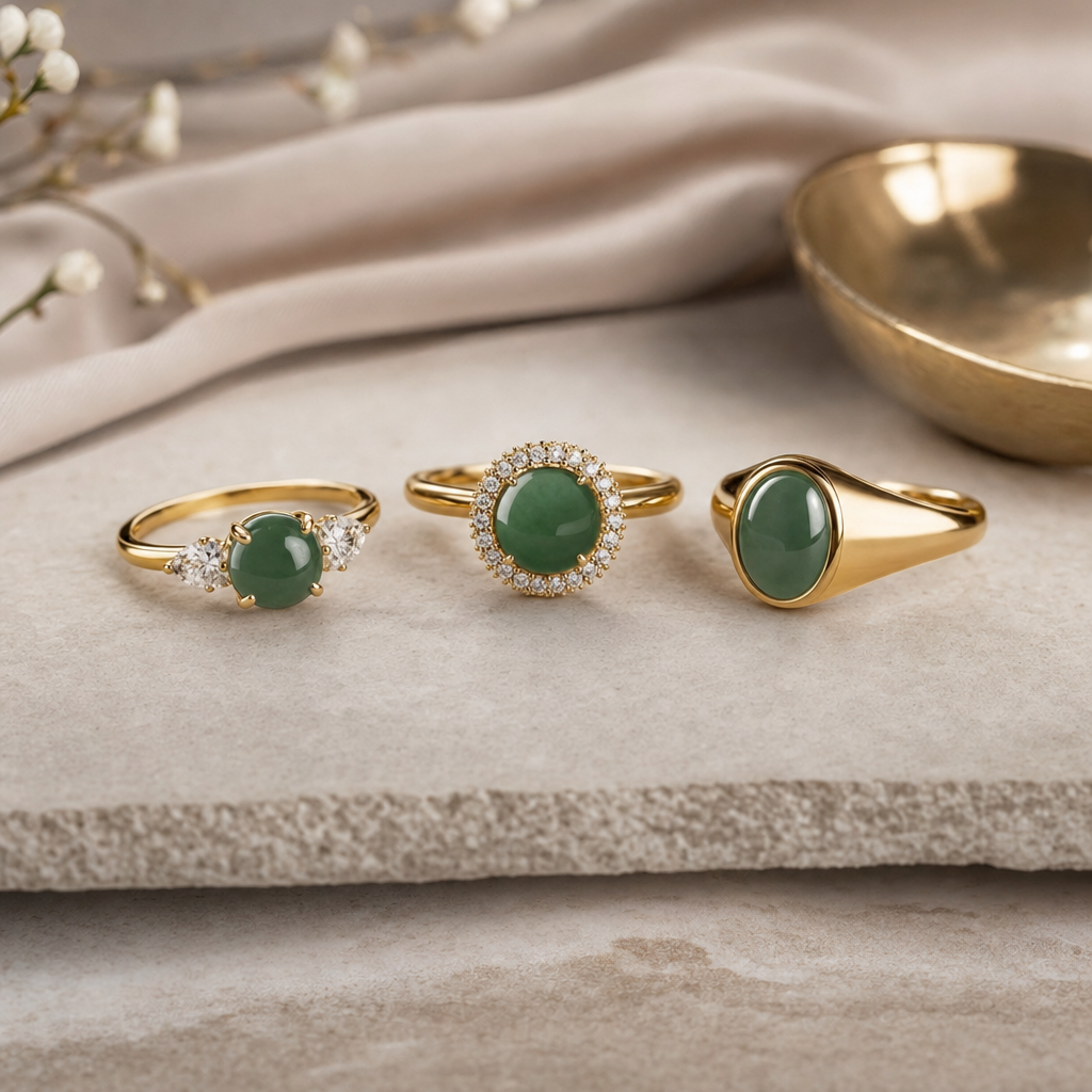 Featured image for Jade and Gold Rings: Solitaire, Halo, and Signet Styles