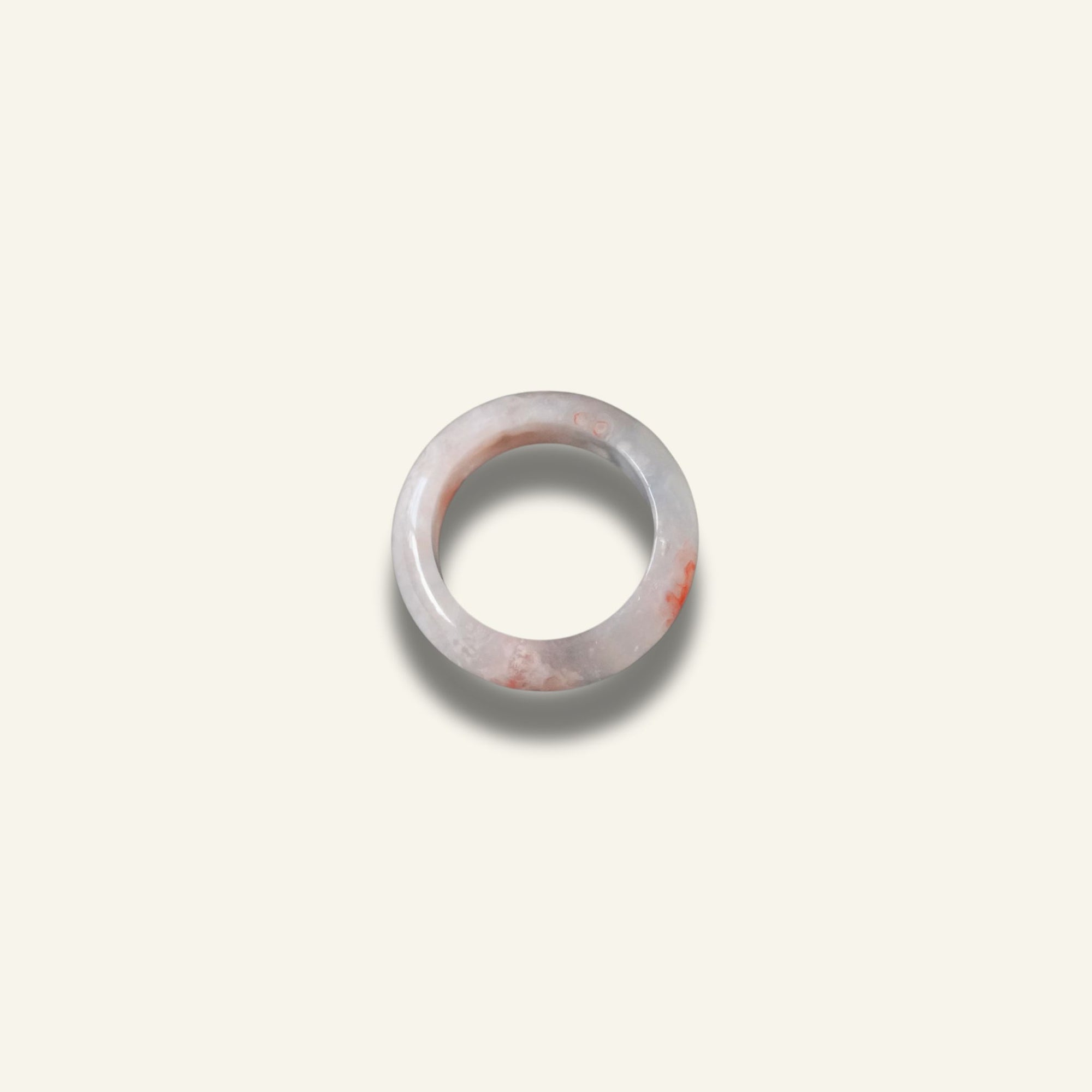 Elegant pink flower agate ring with natural marbling effect