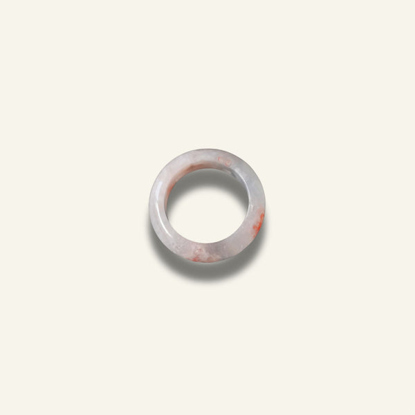 Elegant pink flower agate ring with natural marbling effect