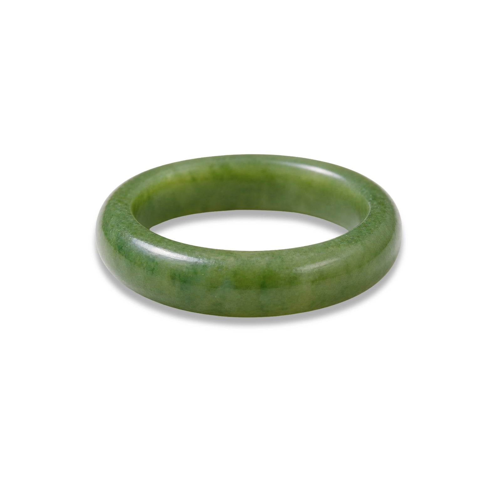 Green jade ring on a white background