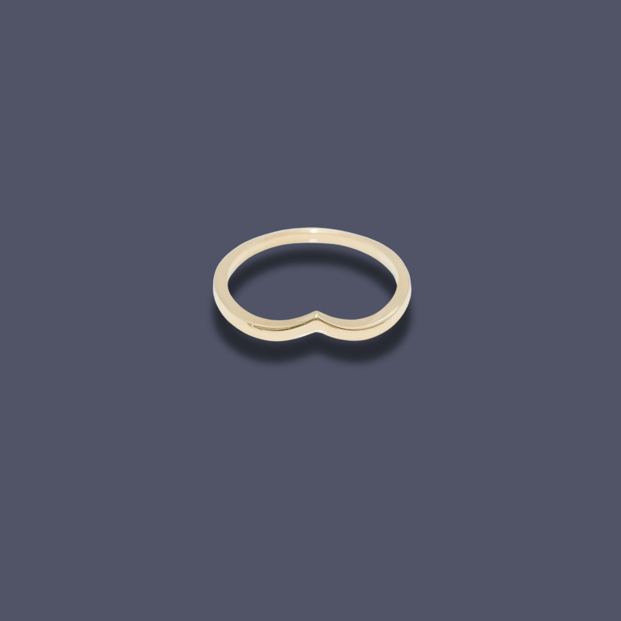 Close-up of Solène Ring — Minimalist 10K Gold Wishbone Jewelry