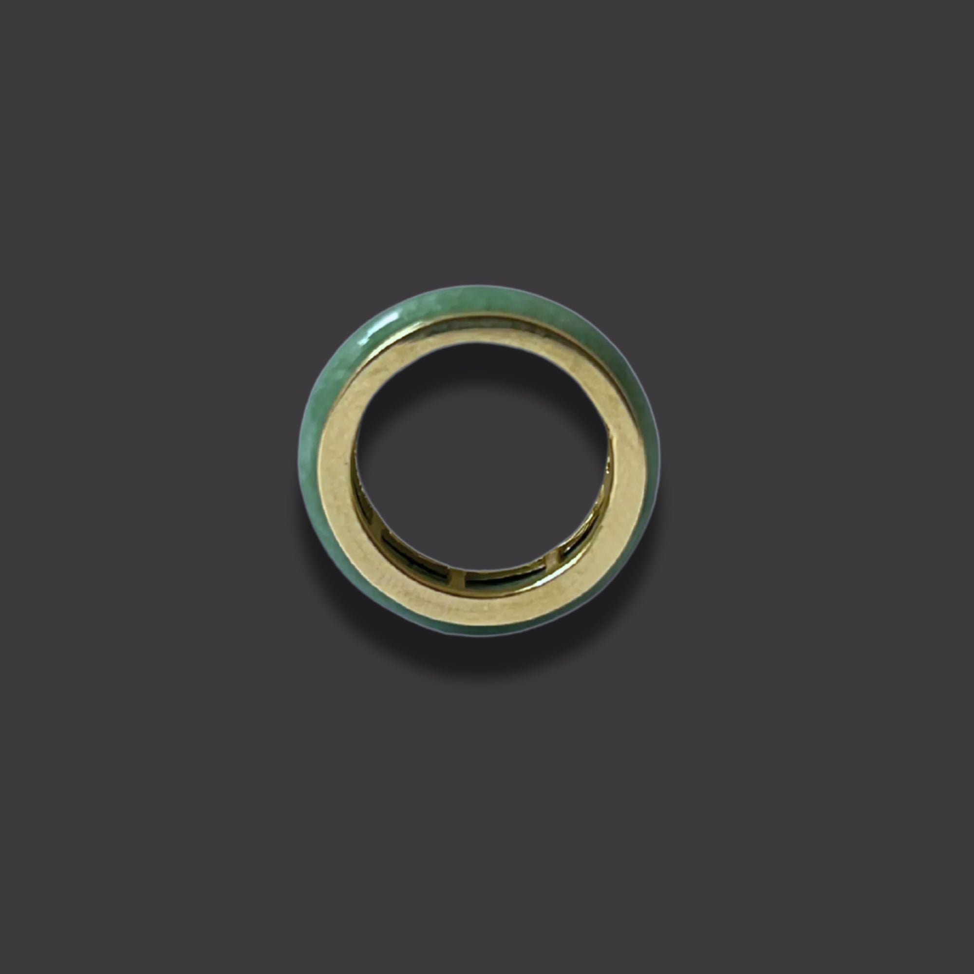 Top Angle of Jaura Ring in solid gold with natural jadeite, handcrafted in Canada – elegant and timeless design.