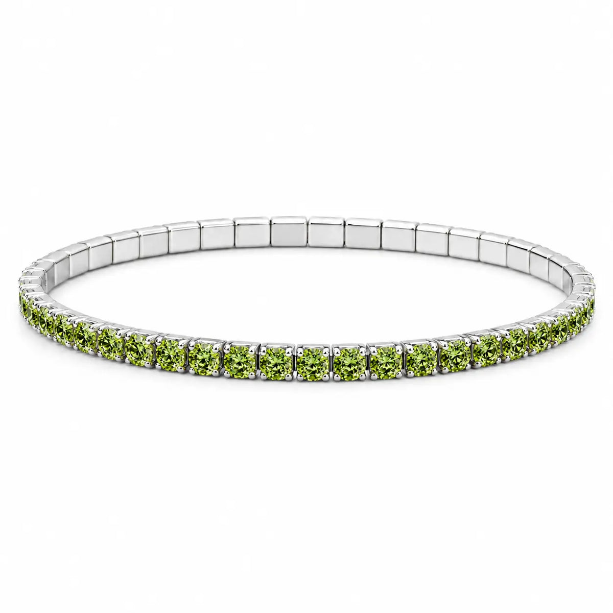 Green gemstone bracelet on a brown textured background