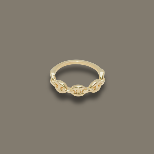 Aurelia Chain Ring in 10K Yellow Gold with polished anchor links