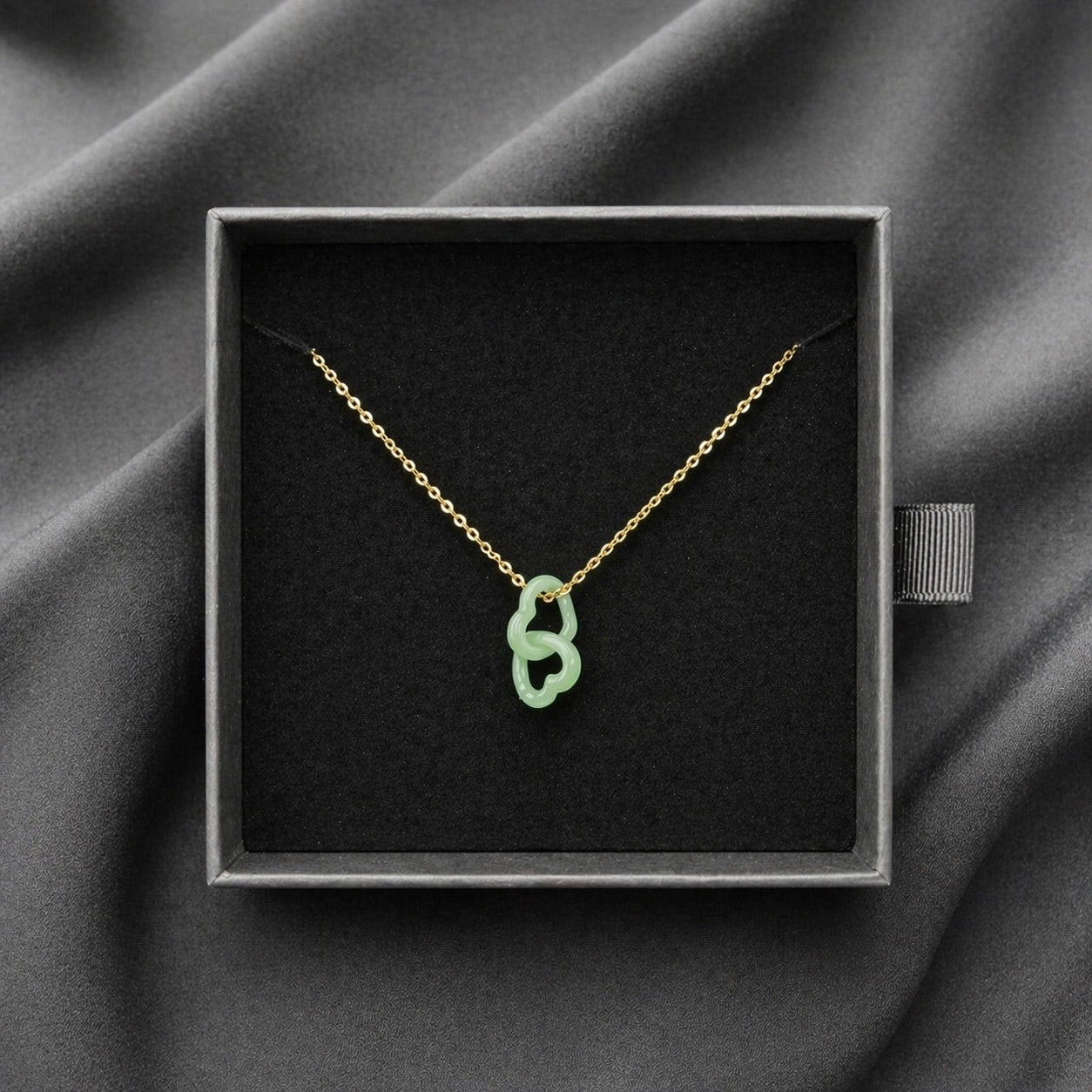 Eterna Necklace, Natural Jade Double-Heart Pendant