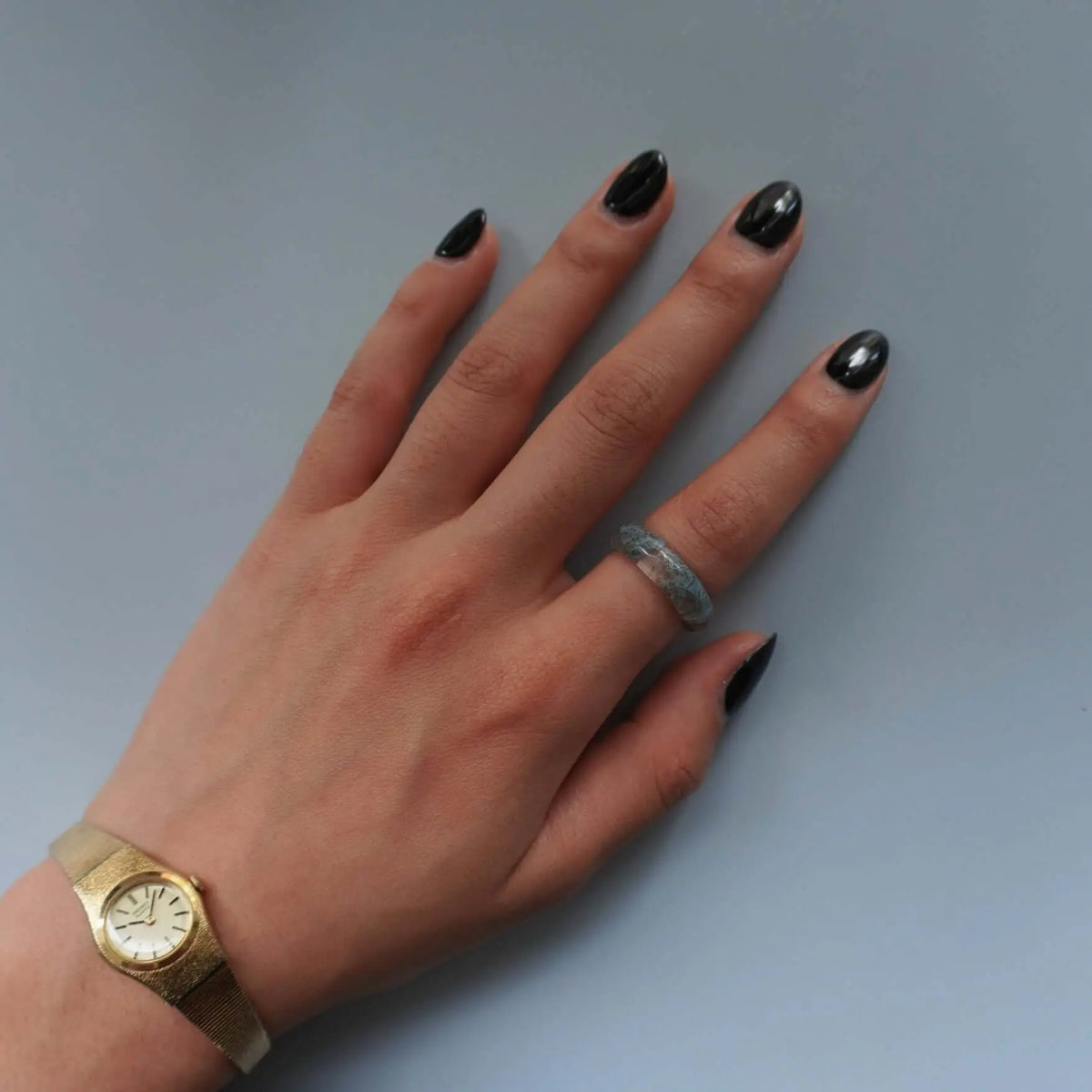Somae Moss Agate Ring | Hand-Carved Moss Agate Band Aulyn