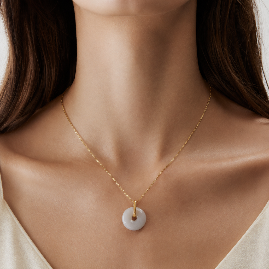Yuán Halo Necklace | Solid 10K Gold Circle Pendant